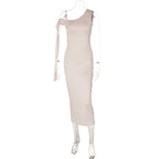 Damen Edles One-Shoulder-Kleid mit figurbetonter Silhouette und langen Ärmeln R&B
