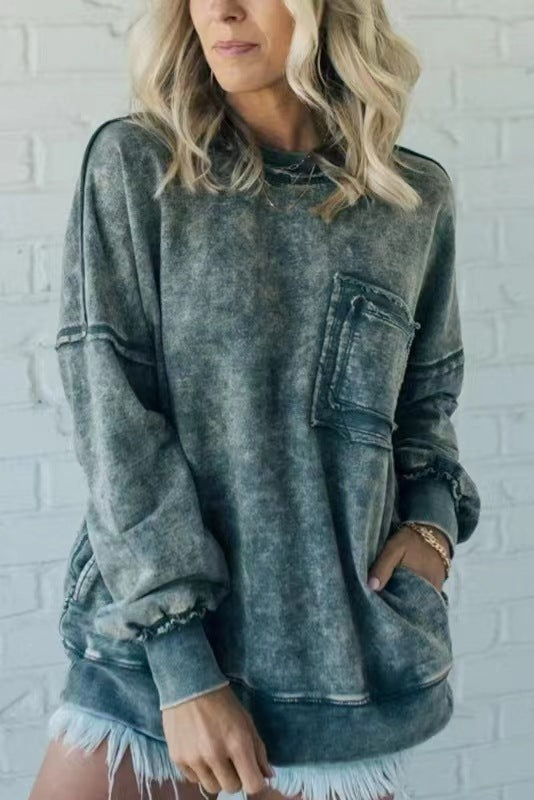 Damen Lässiger Oversized-Sweatshirt mit Rüschendetails R&B