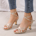 Damen Absatzsandalen mit modischem Riemendesign und eleganter Cross-Over-Bindung R&B