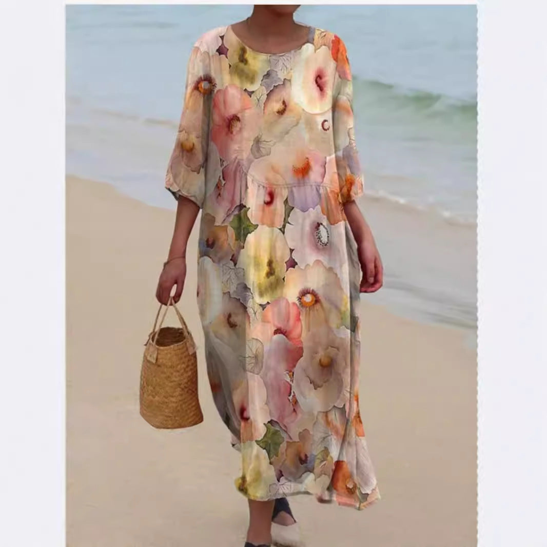 Damen Maxikleid mit floralem Design und lässigem Schnitt R&B