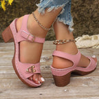 Damen Blockabsatz-Sandalen mit modischem Riemendesign R&B