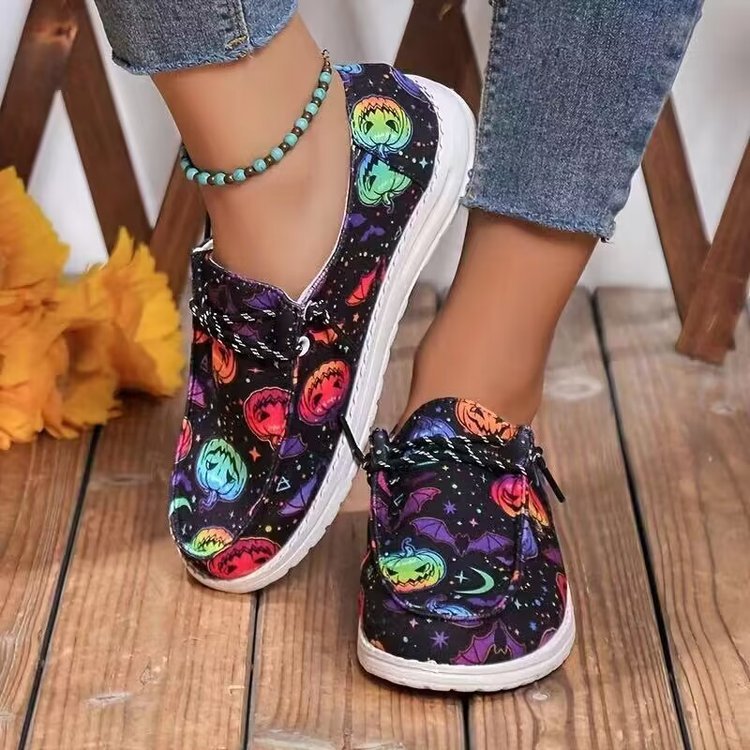 Damen Sneaker mit lustigem Halloween-Motiv und atmungsaktiver Sohle R&B