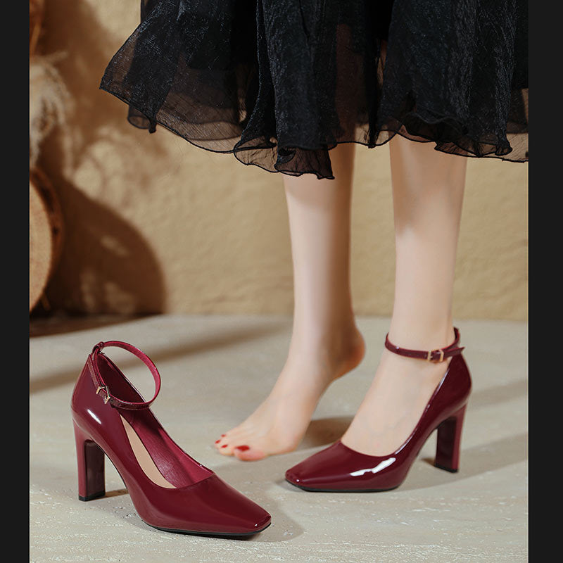 Damen Hochwertige Slingback-Pumps mit elegantem Blockabsatz und modischem Riemen