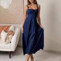 Damen Maxikleid mit raffiniertem Oberteil und schwingendem Rock R&B