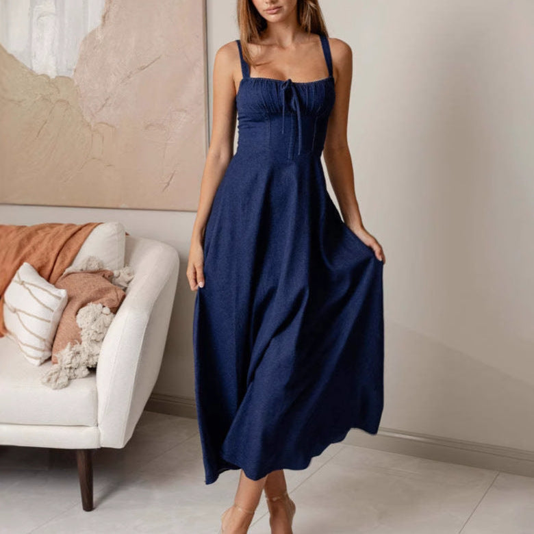 Damen Maxikleid mit raffiniertem Oberteil und schwingendem Rock R&B