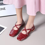 Damen Elegante Flachschuhe mit schimmerndem Obermaterial und verstellbaren Riemen R&B