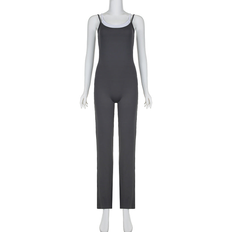 Damen Jumpsuit mit eleganten Streifen und verstellbaren Trägern R&B