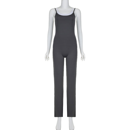 Damen Jumpsuit mit eleganten Streifen und verstellbaren Trägern R&B