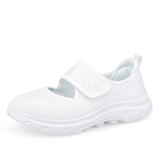 Damen nan Strick-Riemen-Sneaker mit Klettverschluss, gepolstertem Fußbett und stoßdämpfender EVA-Sohle R&B
