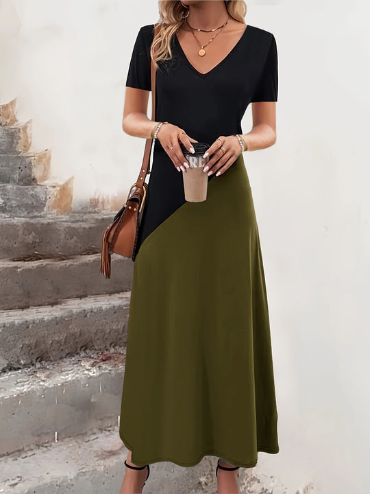 Maxikleid mit Farbblock für Damen R&B