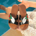 Damen Bequeme Riemchen-Sandalen mit floralem Design R&B