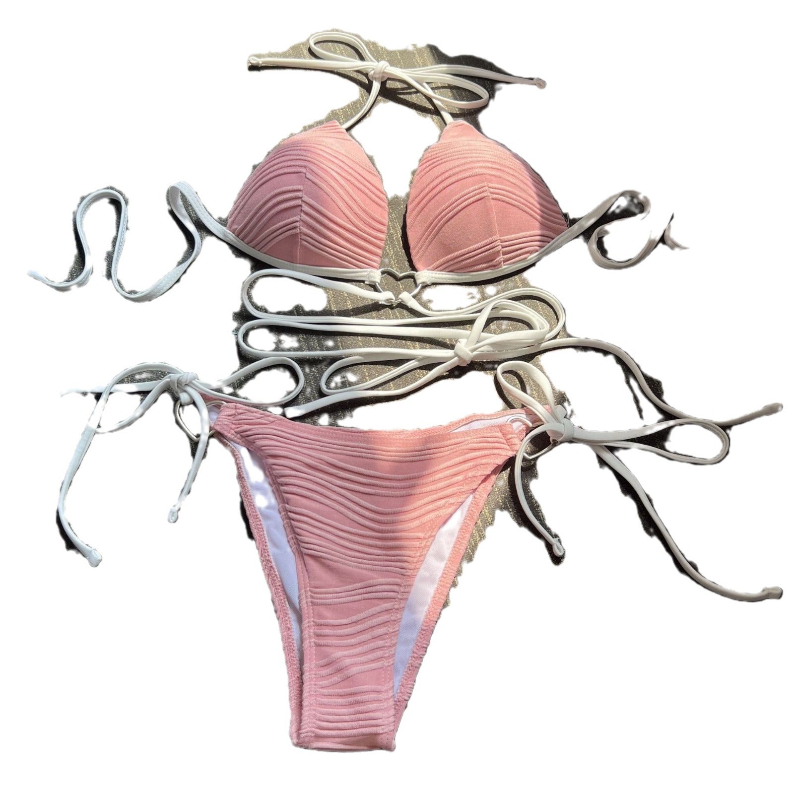 Damen Bikiniset mit gerafftem Design und Herzverschluss R&B