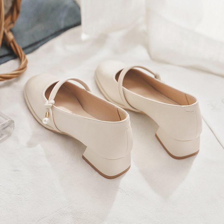 Damen elegante Mary Jane Pumps mit modischem Blockabsatz und feinem Schnallenakzent R&B