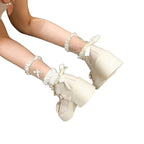 Damen Plateauschuhe mit dekorativem Perlenriemen und Schleifendetail R&B