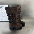 Damen Modische Stiefel mit praktischem Reißverschluss und eleganten Riemen R&B