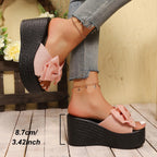 Damen Plateausandalen mit dekorativem Schleifen-Design