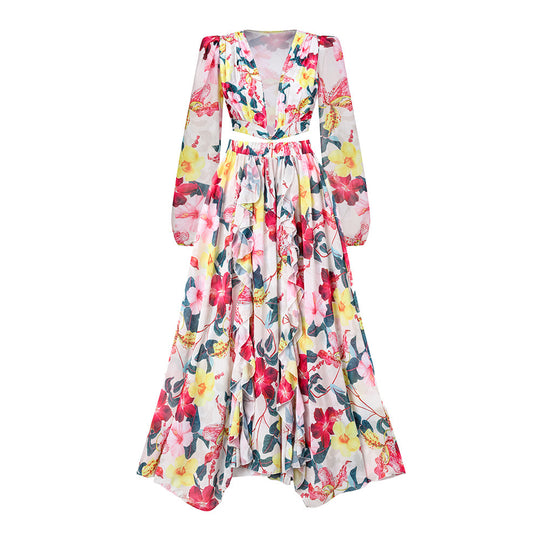 Damen eleganter Floral Badeanzug mit gewelltem Schulterdesign R&B