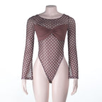 Damen Modisches Body mit langem Arm und Tupfenmuster R&B