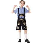 Unisex nan traditionelle Kinderlederhose mit verstellbaren Hosenträgern und aufwendiger Stickerei R&B