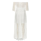 Damen Maxikleid mit eleganter Spitze und schulterfreiem Design R&B