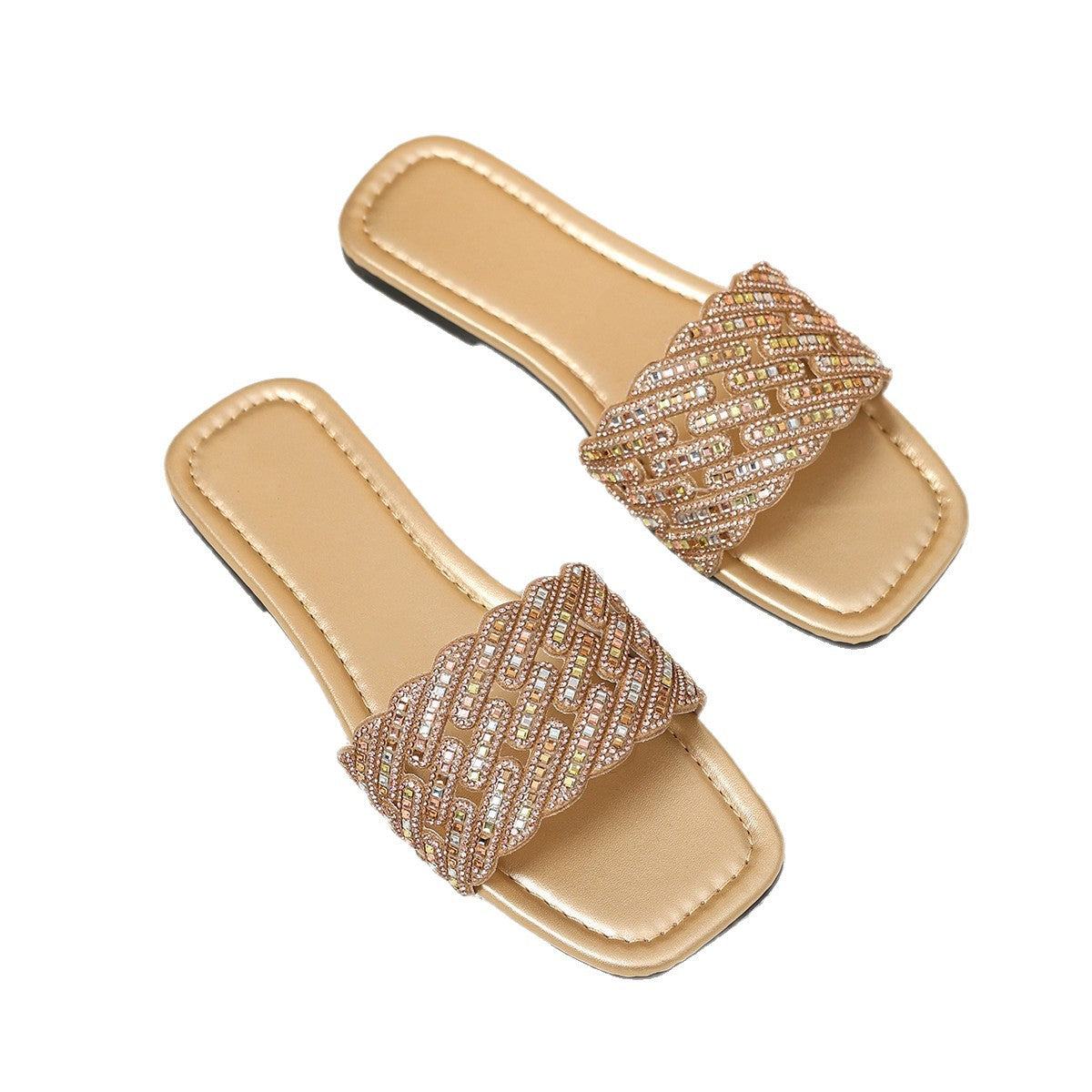 Damen glamouröse Badesandalen mit funkelnder Zierapplikation und komfortablem Fußbett R&B