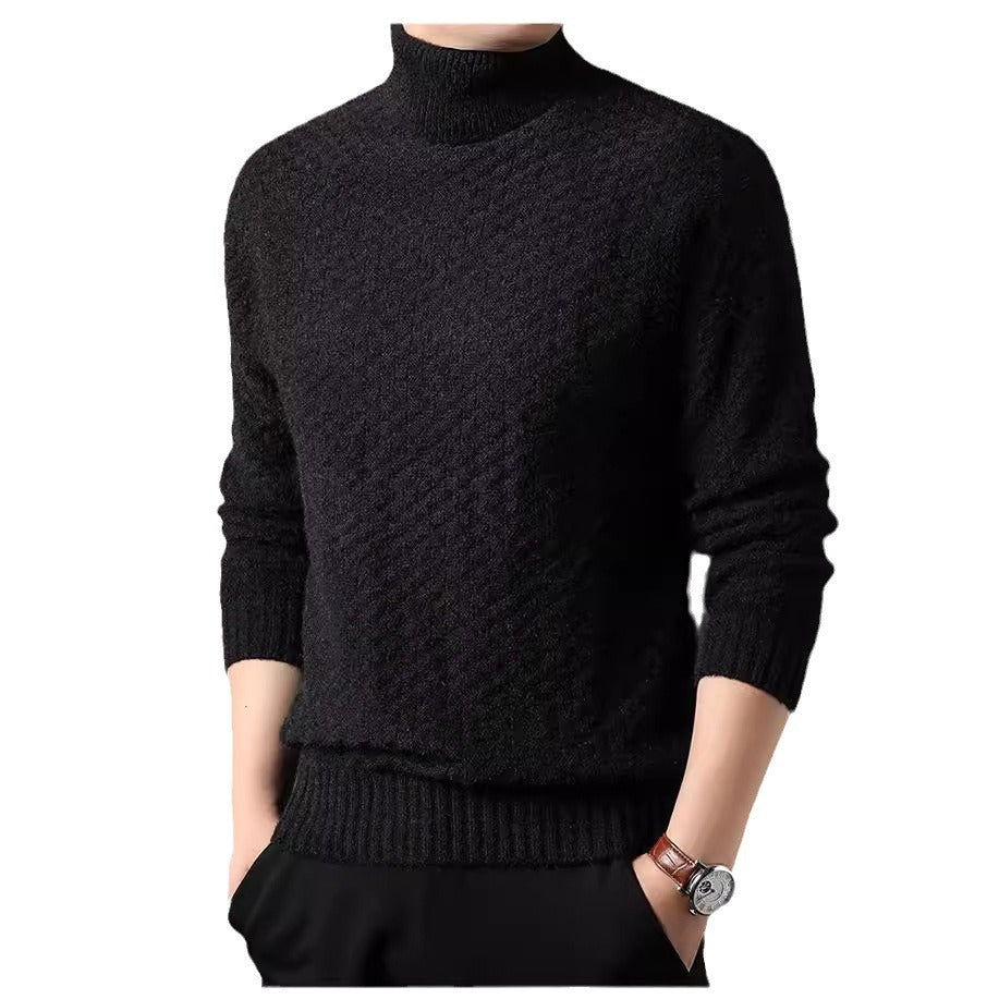 Herren Strickpullover mit hohem Kragen und strukturiertem Design R&B