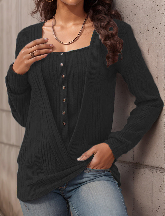 Damen Oversized Strickpullover mit modernem V-Ausschnitt R&B