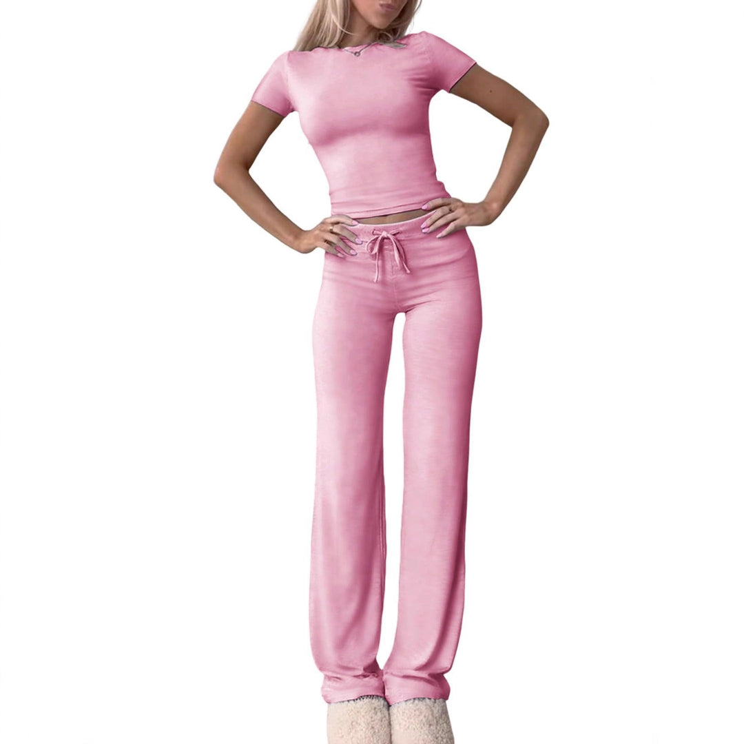 Damen lässiges Lounge-Set mit figurbetontem Oberteil und bequemer Hose R&B