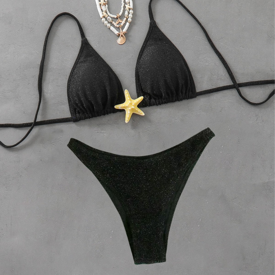 Damen Triangel-Bikini mit modischem Glitzer-Effekt R&B