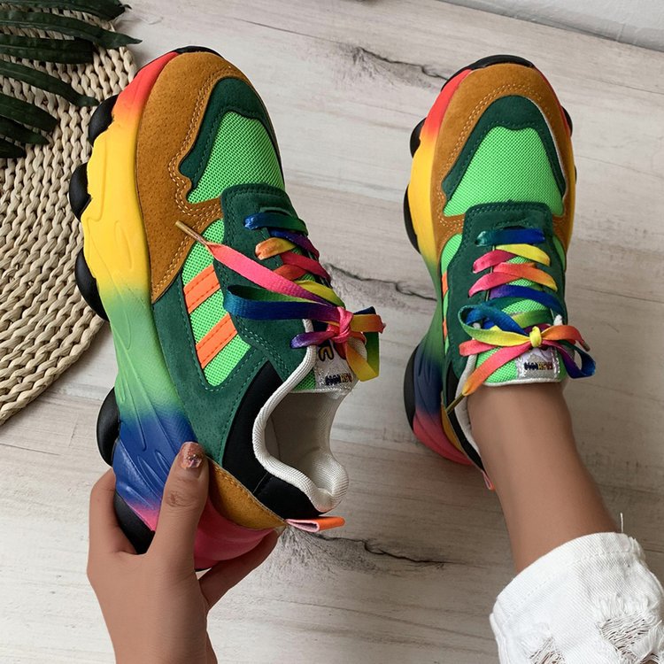 Damen Sportliche Sneakers mit buntem Design und verspielten Schnürsenkeln R&B