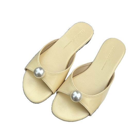 Damen elegante Mules mit Perlenakzent R&B