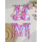 Damen Bandeau-Bikini mit floralen Schleifen-Details R&B