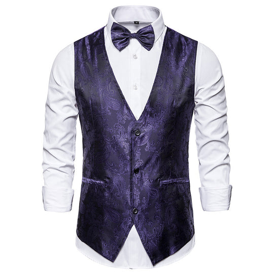 Herren elegante Anzugweste mit feinem Paisleymuster R&B