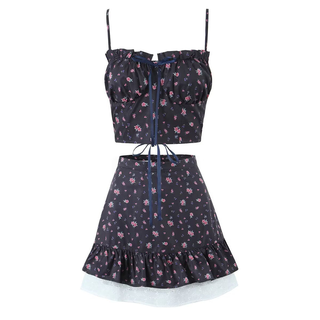 Damen Rock mit voluminösen Rüschendetails und floralem Design R&B