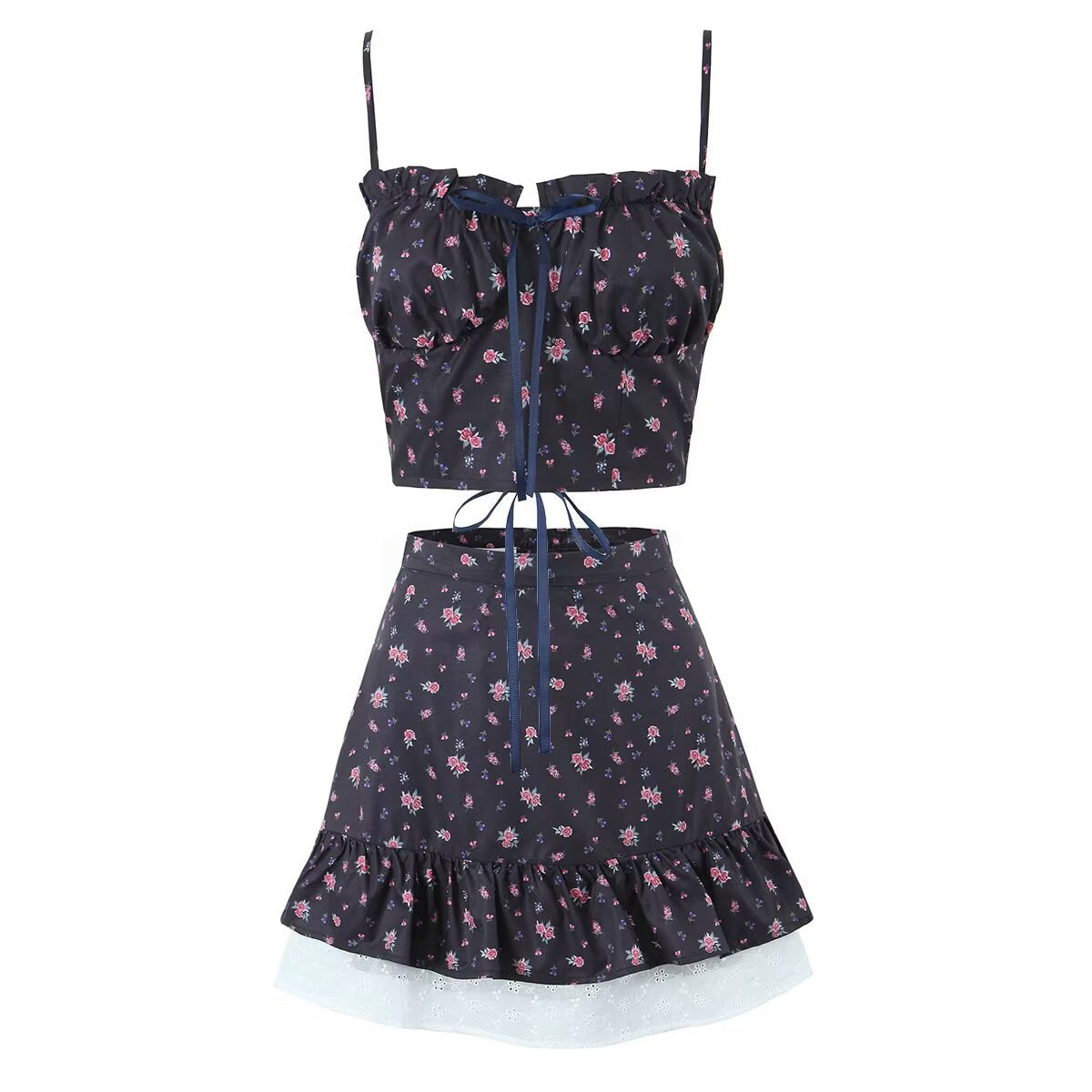 Damen Rock mit voluminösen Rüschendetails und floralem Design R&B
