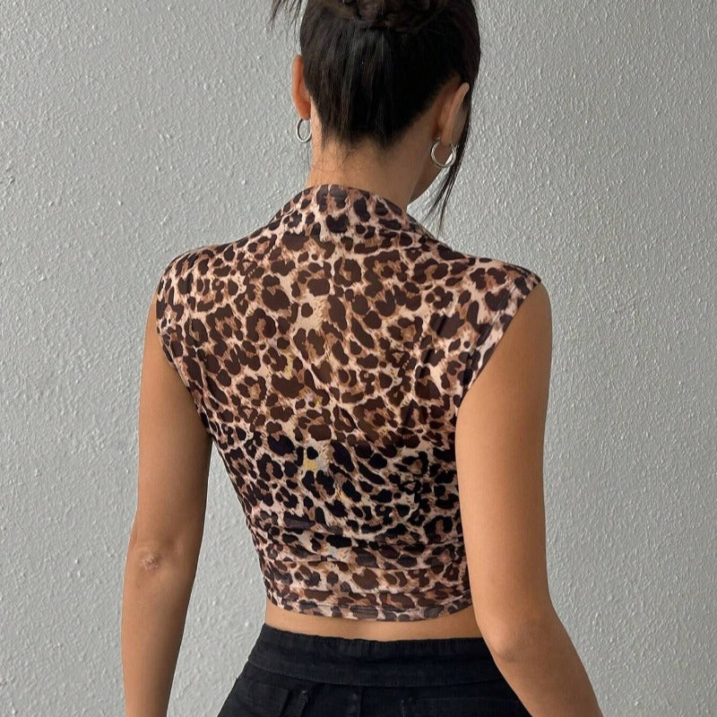 Damen figurbetontes Tiermuster-Top aus leichtem Jersey R&B