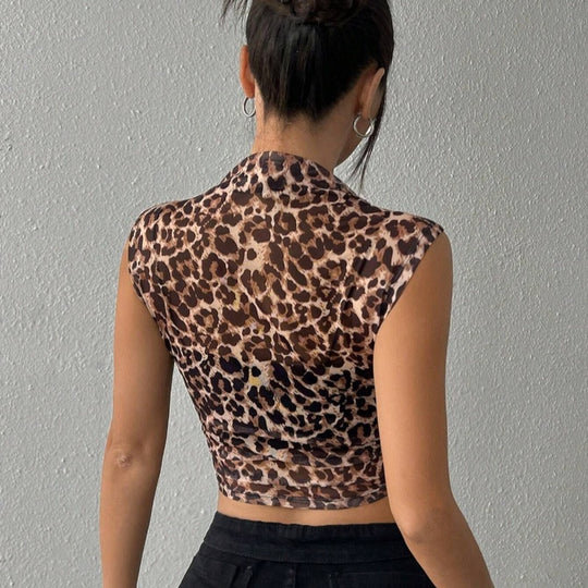 Damen figurbetontes Tiermuster-Top aus leichtem Jersey R&B