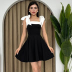 Damen modisches Sommerkleid mit Schleifen-Trägern und schmeichelndem Schnitt R&B