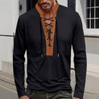 Herren modisches Langarmshirt mit einzigartigem Schnürdesign und ansprechendem Kragen R&B