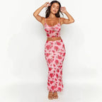 Damen Crop-Top mit floralem Design und verstellbaren Trägern R&B