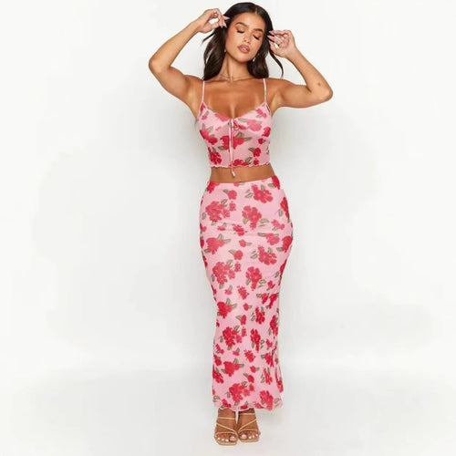 Damen Crop-Top mit floralem Design und verstellbaren Trägern R&B