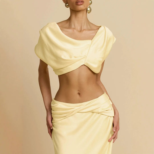 Damen Elegantes bodenlanges Kleid mit drapierten Details R&B