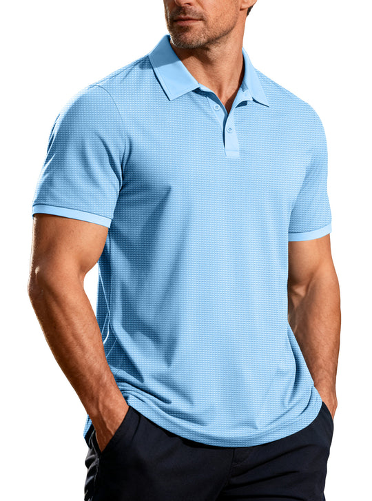 Herren nan strukturiertes Piqué-Kurzarm-Poloshirt mit Hemdkragen R&B