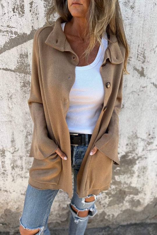R&B | Turtleneck Knopf Strickstrickjacke Jacke