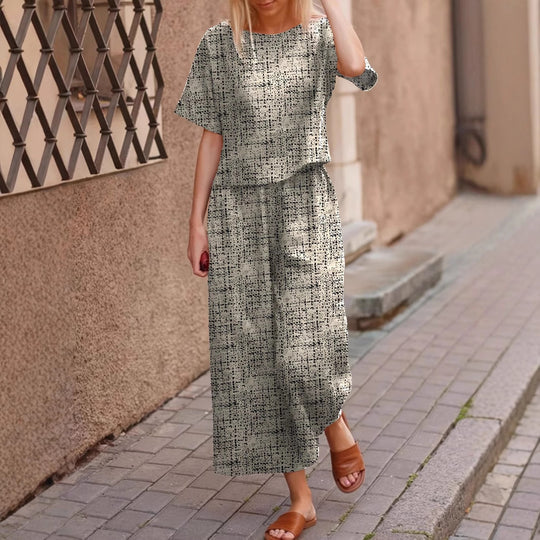 Damen entspannter Zweiteiler mit weitem Schnitt und modischem Grafikdesign R&B