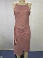 Damen Wickelkleid mit auffälligem Streifenmuster und taillierter Silhouette R&B