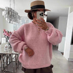 Damen Strickpullover mit voluminösen Ärmeln und feiner Struktur R&B