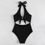 Damen Einteiler Badeanzug mit Knotendesign und Cut-Out-Details R&B