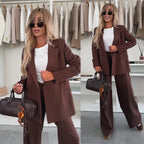 Damen Elegantes Blazer-Set mit weitem Schnitt und schickem Hosen R&B