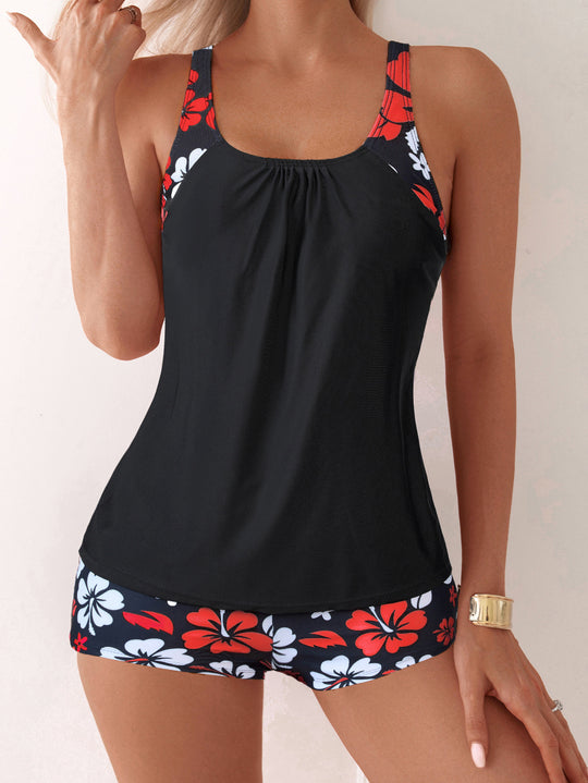 Damen Sportliches Tankini-Set mit floralen Akzenten R&B